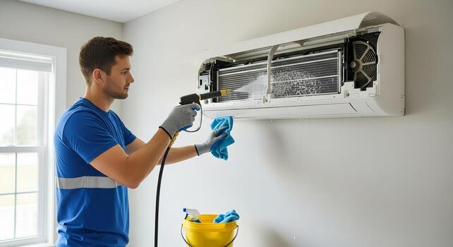Air conditioner receiving a professional service